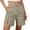Beige, variant on Women's Mid Length Cargo Shorts Classic Button Zip Fly Multi Flap Side Pockets Straight Casual Utility Bottoms