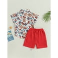 thumbnail image 4 of Wassery Independence Day Kids Boys Outfits 18M 24M 2T 3T 4T 5T 6T Toddler Boys 4th of July Clothing Flag/Stars/Rainbow/Ice Cream Print Short Sleeve Shirts Shorts 2Pcs Clothes Set, 4 of 8