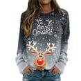 thumbnail image 1 of Chandail en Molleton de Noël pour Femmes Imprimé Mode Pull de Vacances Xmas Extérieur Cardigan à Manches Longues Col Rond Pull Chaud Veste Mi-Longue, 1 of 6