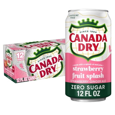 Canada Dry Caffeine Free Zero Sugar Fruit Splash Strawberry Ginger Ale Soda Pop, 12 fl oz, 12 Pack Cans