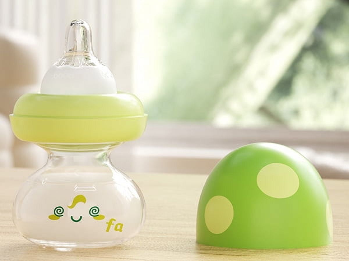 YOHKOH 2.7oz Newborn Glass Baby Bottle Set,with Slow Flow Nipple,for 0 m+,4-Pack,Green