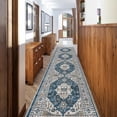 thumbnail image 2 of YOUFORTONG 2'x10' Vintage Washable Hallway Runner, Non-Slip Soft Rug,Farmhouse Carpet for Entryway Kitchen Living Room Bedroom,Blue, 2 of 6