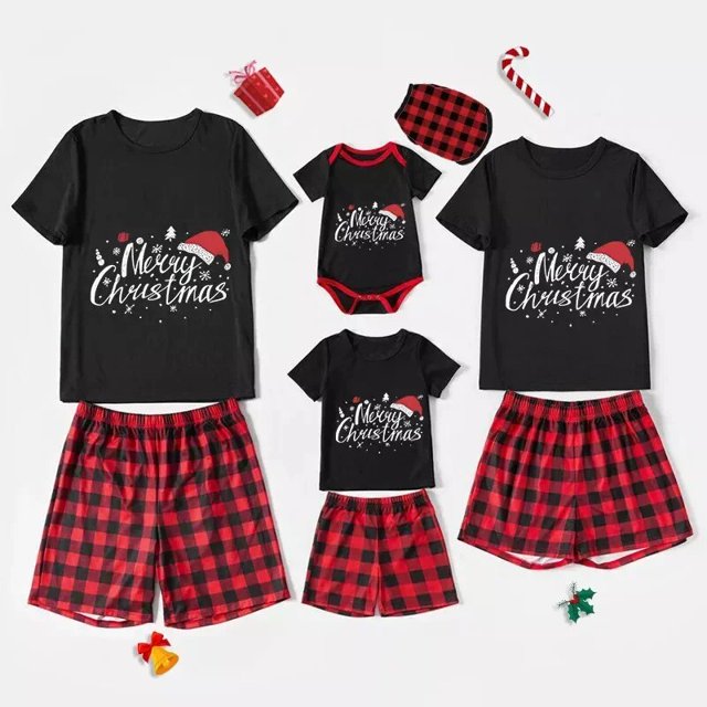 Pijamas familiares a juego de Navidad, conjunto de Pijamas cortos, Feliz Navidad
