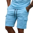 thumbnail image 4 of Thousandth Men's Summer Vacation Casual Lightweight Elastic Waist Outdoors Set Pocket Solid Color Drawstring Running Pants Bandage Fashionable Athletic Shorts, 4 of 6