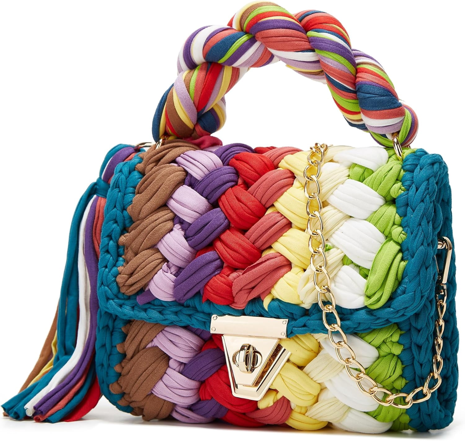 Women's Handbags Wallets Crossbody Bags Women's Thick Line Knitting Shoulder Bags Crochet Handbags Hand Knitting Handbags Clutch Flap Evening Bags