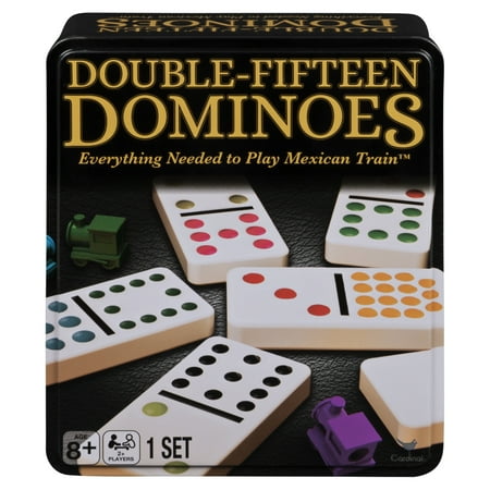 Double Fifteen Color Dot Dominoes Game in a Tin