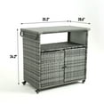 thumbnail image 4 of S-HOME Outdoor Wicker Bar Cart with Glass Top and Wheels for Patio, Garden, Poolside, or Indoor Entertaining, 4 of 12