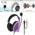 thumbnail image 4 of Auriculares Auriculares con Cable de 3.5 Mm con Micrófono para Niñas para , Diadema Ajustable Rosado morado Hugo Auriculares para juegos con cable, 4 of 10