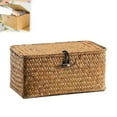 thumbnail image 2 of HBFAGFB Wicker Storage Basket with Lid, Natural Seagrass Rectangular Woven Basket for Organizing, Decorative Box with Lid for Home Decor, X-Small, 2 of 2