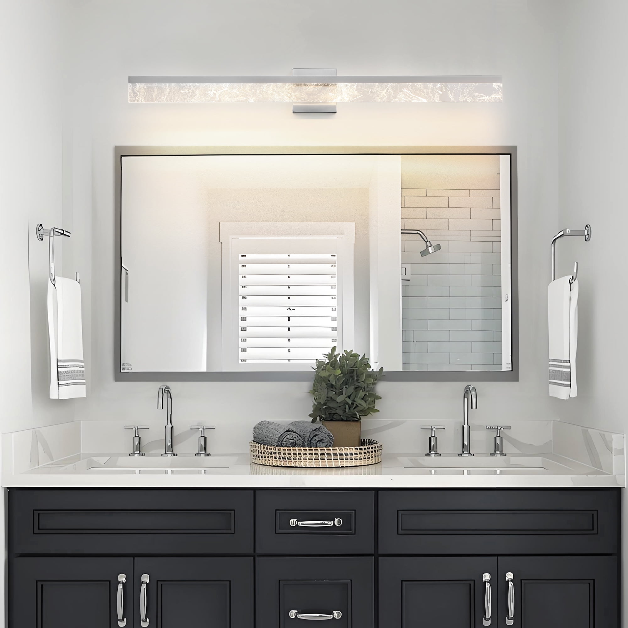 Brushed Nickel Bathroom Light Fixtures 39 inch Dimmable Metal Wall Sconce Fixtures Over Mirror LED Vanity Light Bar for Restroom Mirror 3000K Warm White Light