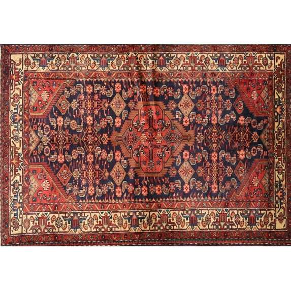 Ahgly Company Indoor Rectangle Traditional Gold Brown Persian Area Rugs, 6' x 9'