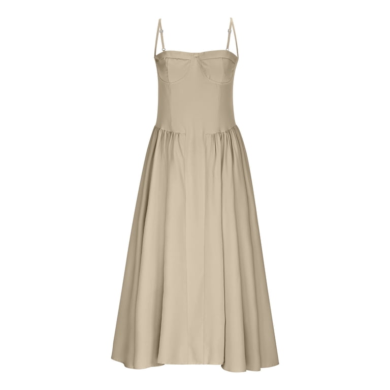 walmart corset dress biudgviw Corset Dress for Women Casual Summer Sleeveless Flowy Midi Dress  Elegant Spaghetti Strap A Line Dress for Wedding Party