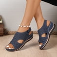 thumbnail image 5 of Pandaie Orthopedic Wedge Sandals for Women Arch Support Breathable Slingback Summer Beach Walking Shoes with Back Buckle Strap (Navy,7.5), 5 of 9
