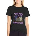 thumbnail image 2 of Women’s T-Shirt, Boho Moon Phase Patterned Pumpkin Fall Cottagecore Witchy Short Sleeve Tee for Pumpkin Farm Trip, Halloween Festival & Casual Autumn Harvest Daily Top, 2 of 8