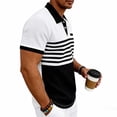thumbnail image 5 of Shirts for Men Color Block Casual Waffle Knit Pocket Short Sleeved Half Button Stand Collar Top White XXL, 5 of 9