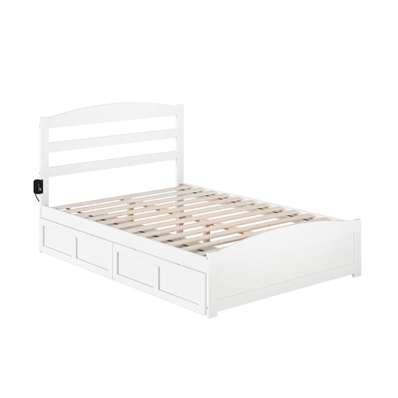 AFI Warren Platform Bed with Footboard and 2 Storage Drawers White Full