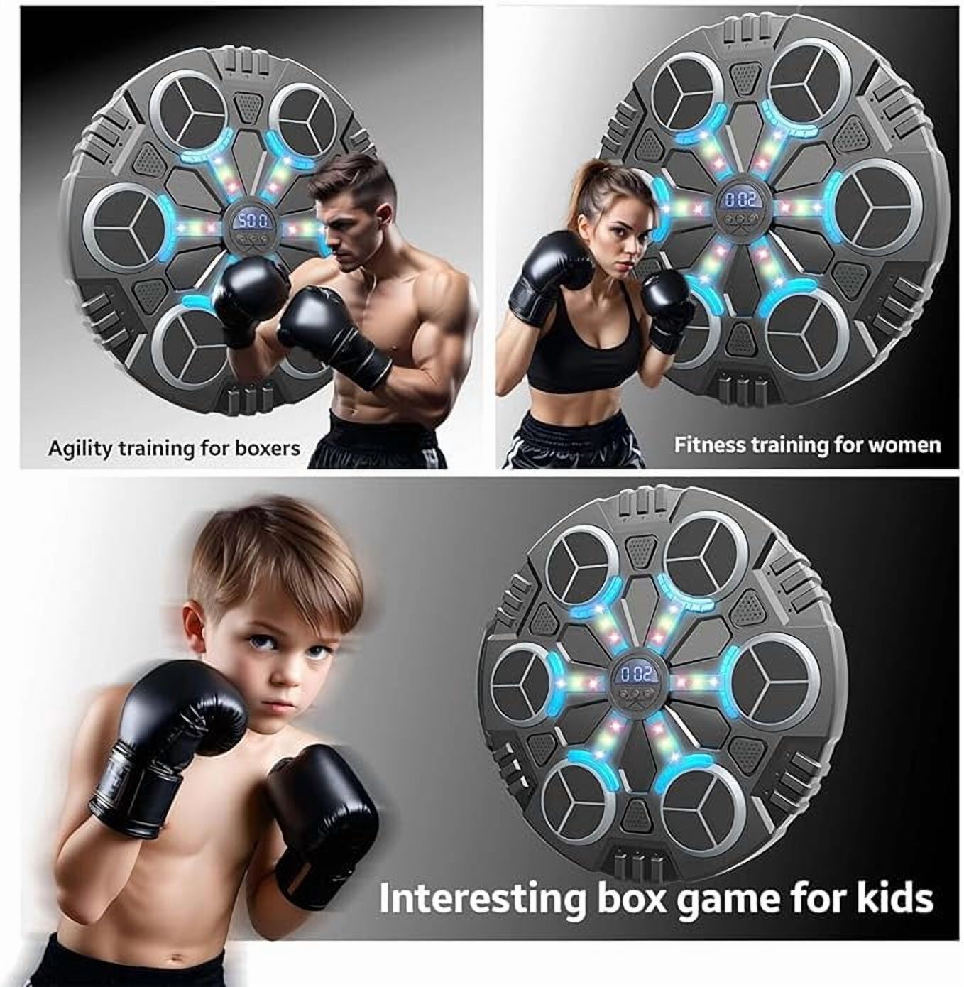 RKXQT 2025 Music Boxing Machine for Kids, Smart Bluetooth Music Punching Machine Wall Mounted with Boxing Gloves, Maquina de Boxeo Musical Pared, Music Punch Target Workout Equipment