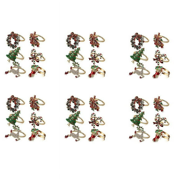 36Pcs Christmas Napkin Rings Xmas Napkin Holder Rings Wreath for Holiday Dinner Table Decoration