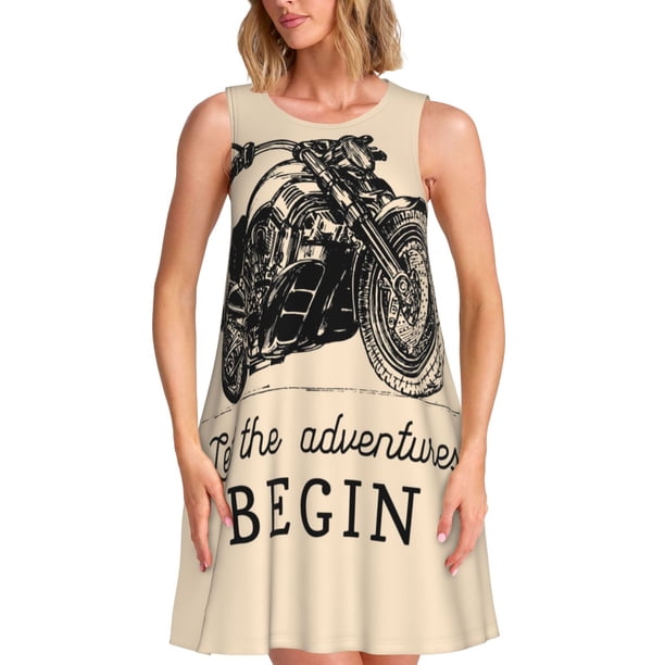 Disketp Let The Adventure Begin para Vestido sin Mangas para Mujeres, Vestidos de Verano para Mujeres, Casual y Holgado para la Playa