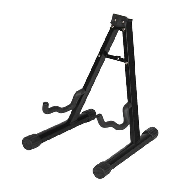 Soporte de guitarra con estructura en A de hierro, estable, para suelo, plegable Negro