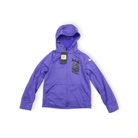 Nike Boys Youth Purple Dri-Fit Hooded Sweatshirt Jacket 856138-518