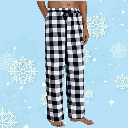 

jjayotai Pants for Men Clearance Fashion Men s Casual Plaid Printing Bandage Loose Sport Plaid Pajama Pants Trousers Rollbacks White