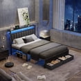 thumbnail image 3 of Satifur Queen Bed Frame with 2 Drawers & Storage Headboard, Platform Metal Bed with 2 USB Ports and Outlets, No Box Spring Needed, 3 of 12