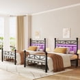 thumbnail image 5 of EnHomee Twin Bed Frame Metal with Victorian Vintage Headboard & Footboard Metal Platform Bed Frame Twin Heavy Duty Metal Bed Frame with LED Lights & Storage, Noise Free, Black, 5 of 8