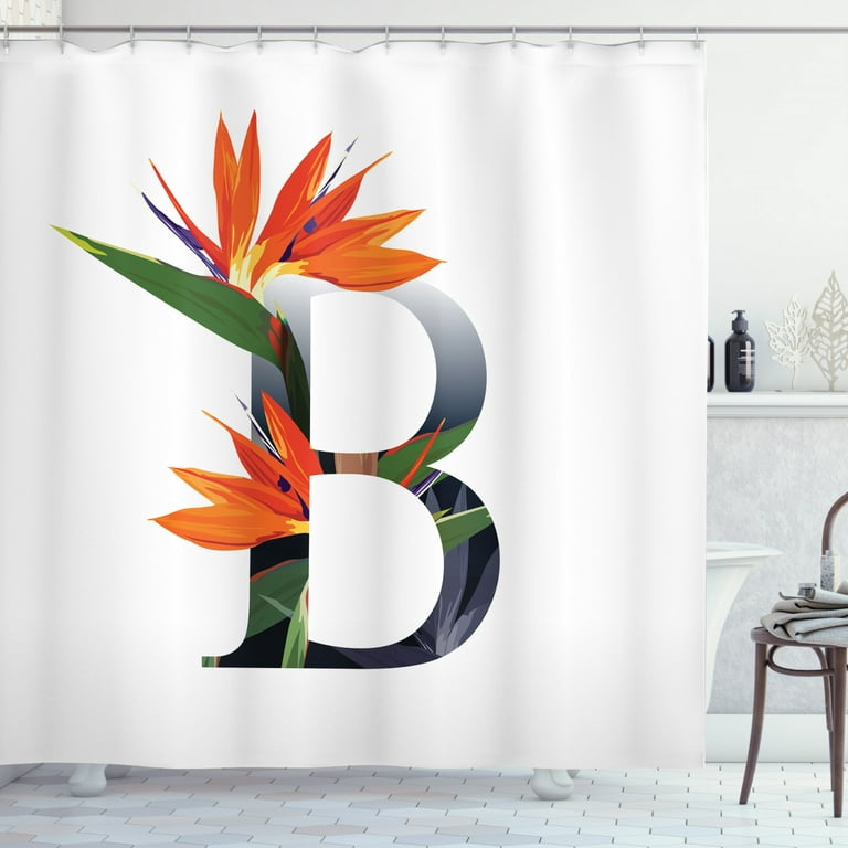  Shower Curtain Set, Bus with Letter B Shower Curtain