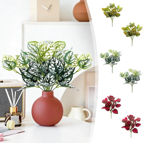 AYktou 2 Pcs Artificial Plants Leaves Greenery Plants, 13.8 Inch Sprawling Plants Leaves Gradient Color Texture Faux Plants Bouquet Fillers for Vase Floral Arrangement Table Centerpiece Home Decor
