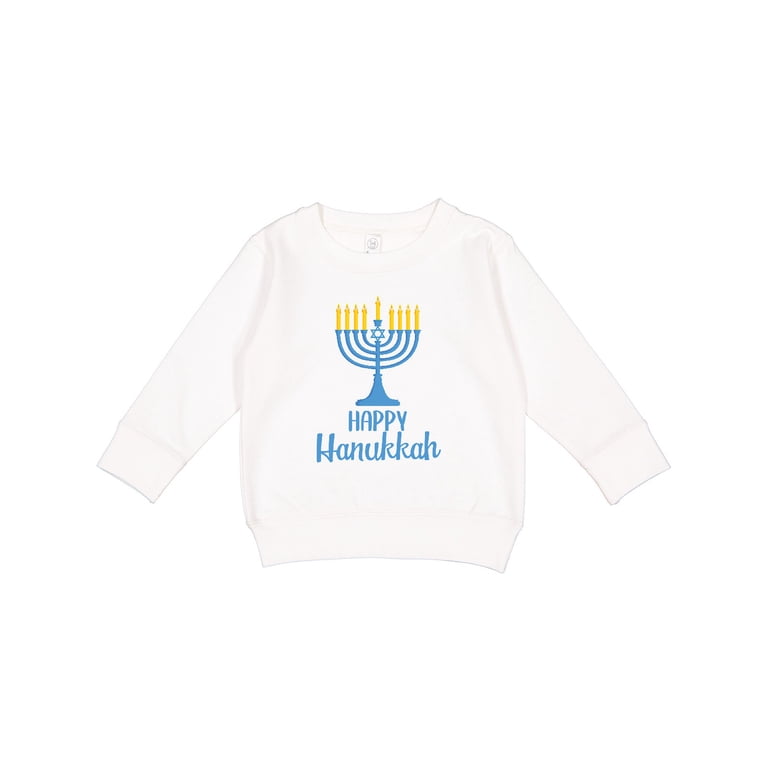 Happy Hanukkah With Blue Menorah Toddler Sweatshirt photo 1