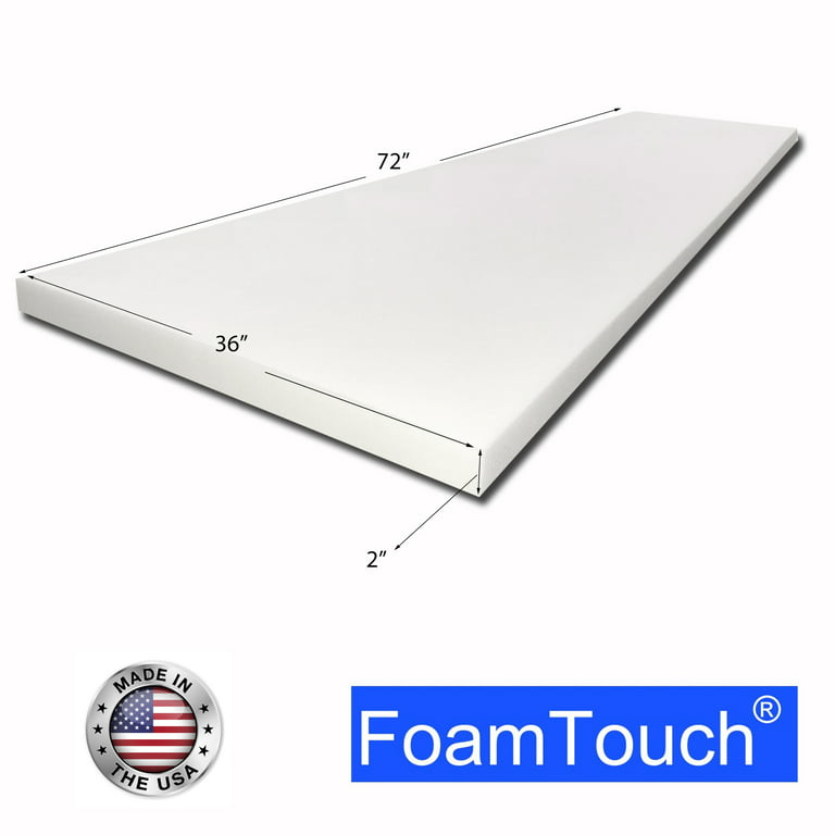 FoamTouch High Density 2 inches Height, 36 inches Width, 72 inches Length  Upholstery Foam, White