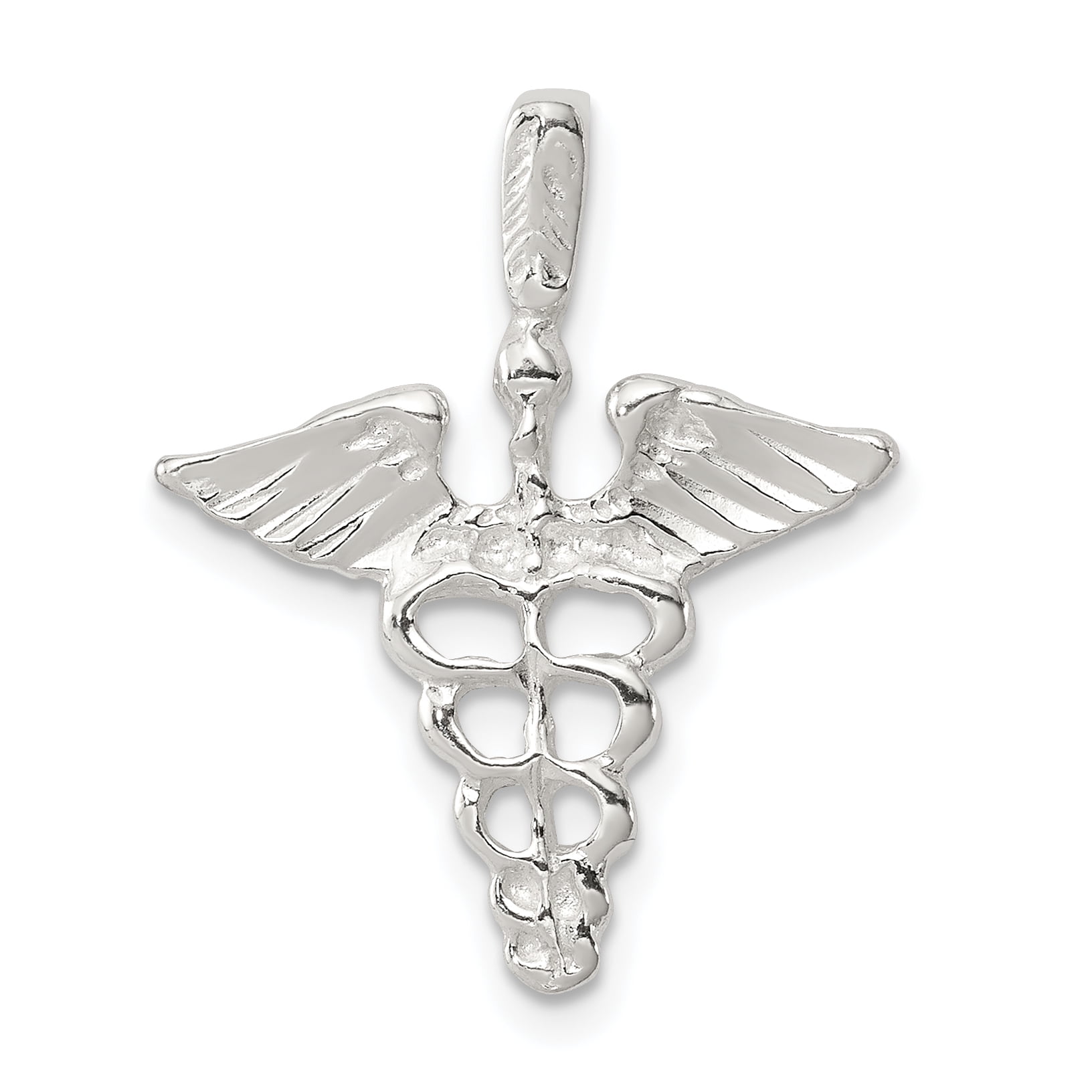 925 Sterling Silver Caduceus Pendant Charm Necklace Career Professional ...