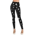 thumbnail image 4 of Leggings for Women Tummy Control Autumn Winter Christmas Pattern High Waist Floral Printed Women's Yoga Pants,Black,L, 4 of 5