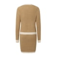 thumbnail image 5 of Fgnfyis Knitted Cardigan Pocket Button Small Fragrance Skirt Suit Two Piece Sets for Women Khaki M, 5 of 5