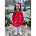 thumbnail image 5 of RUINIXCW Toddler Baby Girl Christmas Dress and Cardigan Set Xmas Outfit Infant Baby Girls Fall Winter Sleeveless Tank Dress Long Sleeve Cardigan Headband, 5 of 9