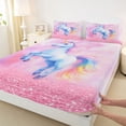 thumbnail image 4 of Erosebridal Kawaii Unicorn Kids Queen Sheet Sets,Pink Glitter Print Bed Set For Girls 4-Piece, 4 of 6