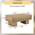 thumbnail image 3 of Modern Simple Coffee Table with Sturdy Legs, Wood Texture Center Table with Thick Tabletop, 43.3"x21.6" Coffee Table for Living Room, Apartment, Natural, 3 of 10