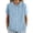 Blue, variant on Tops For Women T-Shirts Solid Round Neck St Up Collar Button Short Sleeve Trendy Outfits