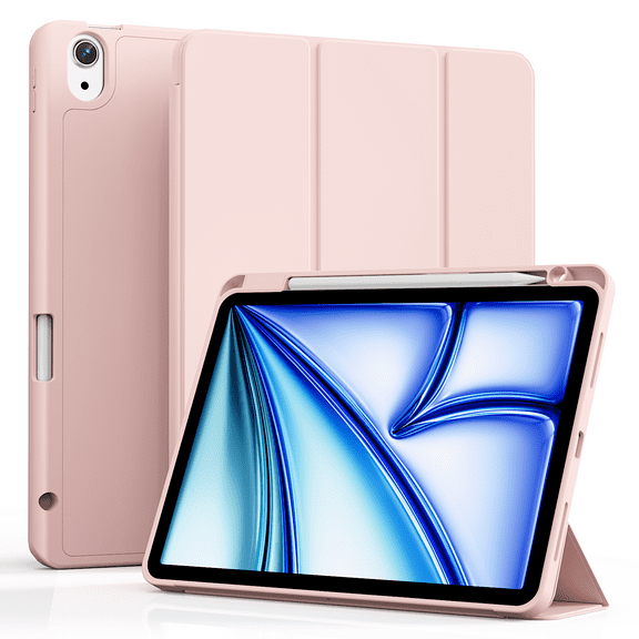 GKABXY Case for iPad Air 11 inch M3/M2 (2025/2024), iPad Air 10.9-inch 5th/4th Generation (2022/2020) Case ,Pencil Holder, Tri-fold Stand, Auto Sleep/Wake, Pink