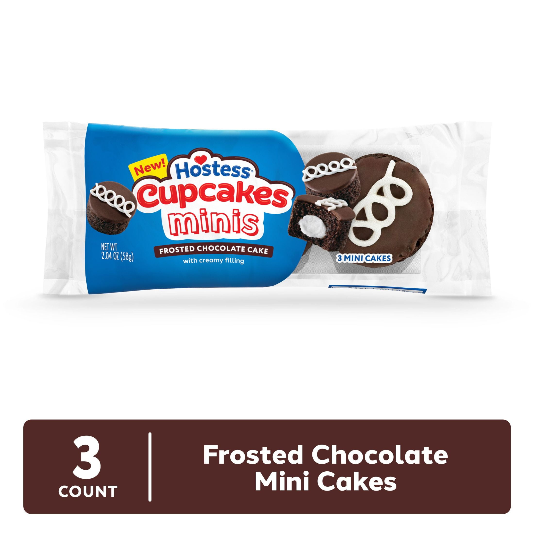 Hostess Cupcakes Minis, Chocolate Snack Cakes, 2.04 oz Pouch (3 Count)