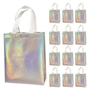 12 Pack Rainbow Colored Non-woven Gift Bag, 8x4x10 in, with Handle, Reusable Glossy Handbag, Suitable for Parties, Weddings, Birthdays