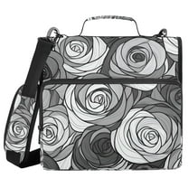 FORMRS Zipper Binder with Shoulder Strap 1.5-inch Ring 500 Sheet Capacity File Bag, Black Roses