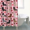 thumbnail image 4 of Pink Cute Dachshund Dog and Love Heart Shower Curtain 72"x72" ,Bathroom Decorative Shower Curtains Set with 12 Hooks,Modern Waterproof Washable Shower Curtain, 4 of 5