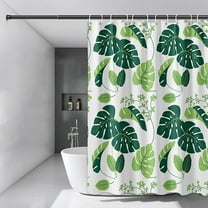 VOTRUDI Monstera Leaf Shower Curtain - Waterproof Polyester 70x78 Inch with Hooks, Tropical Bathroom Decor for Home & Hotel,71x79in