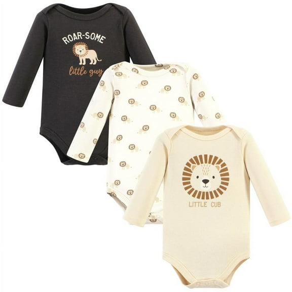Hudson Baby Cotton Long-Sleeve Bodysuits, Brave Lion, Preemie