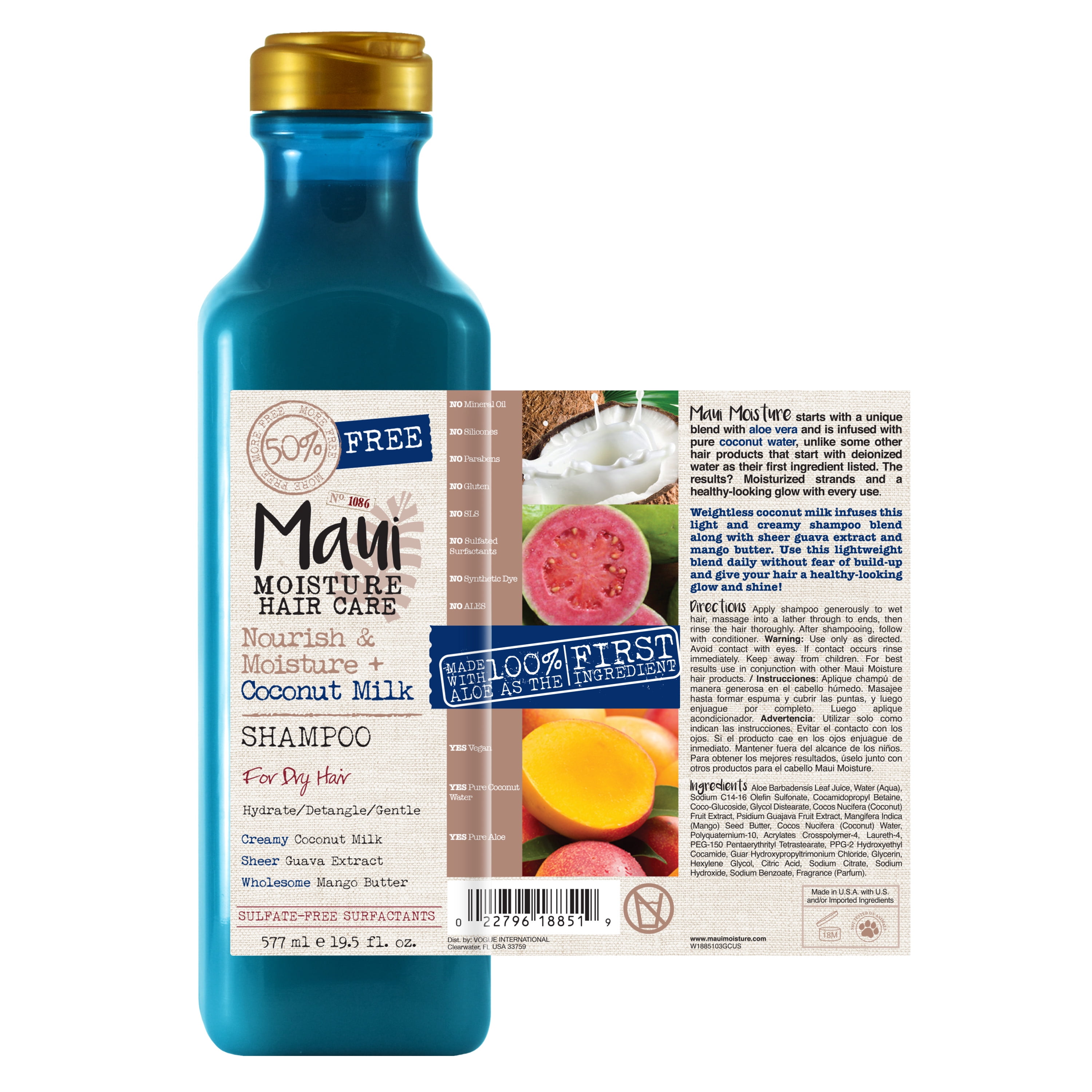 Maui Moisture Nourish & Moisture + Coconut Milk Shampoo to Curly Hair, 19.5 fl oz - Walmart.com