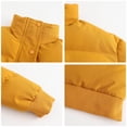 thumbnail image 5 of Women's Solid Color Puffer Jacket Women Short Bomber Jacket Stand Collar Zip Up Padded Coat Loose Casual Warm Jacket For Ladies Autumn Winter Yellow XL, 5 of 7