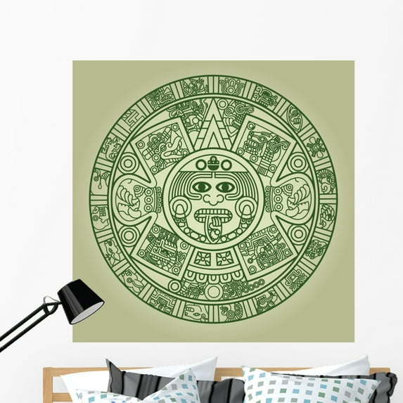 Stylized Aztec Calendar Wall Mural by Wallmonkeys Peel and Stick Graphic (48 in H x 48 in W) WM346622