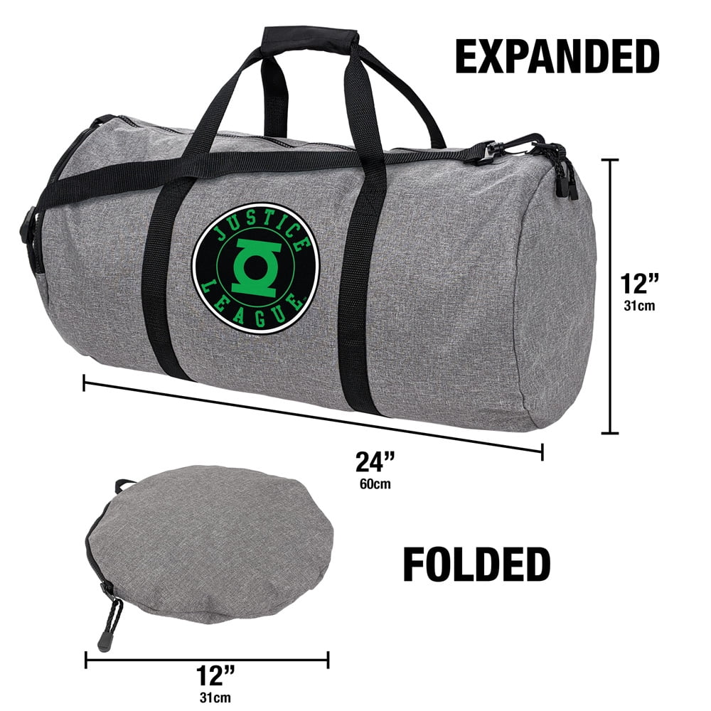 Justice League Green Lantern Athletic Logo Lightweight Duffel Bag for Sports and Gym Packable for Travel